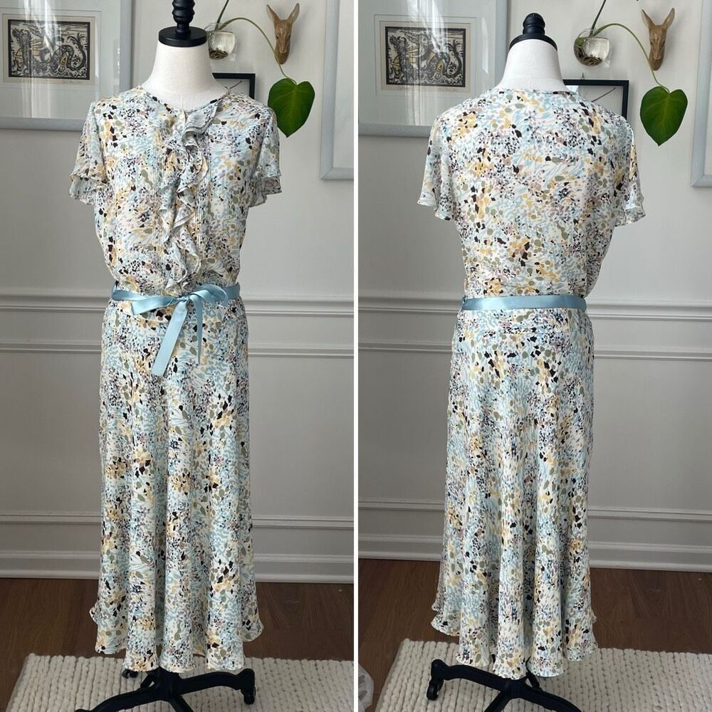Jones New York 100% Silk Voile Skirt Blouse Set 6